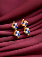 Midnight Blue Zig-Zag Stud Earrings – Gold Plated 925 Sterling Silver
