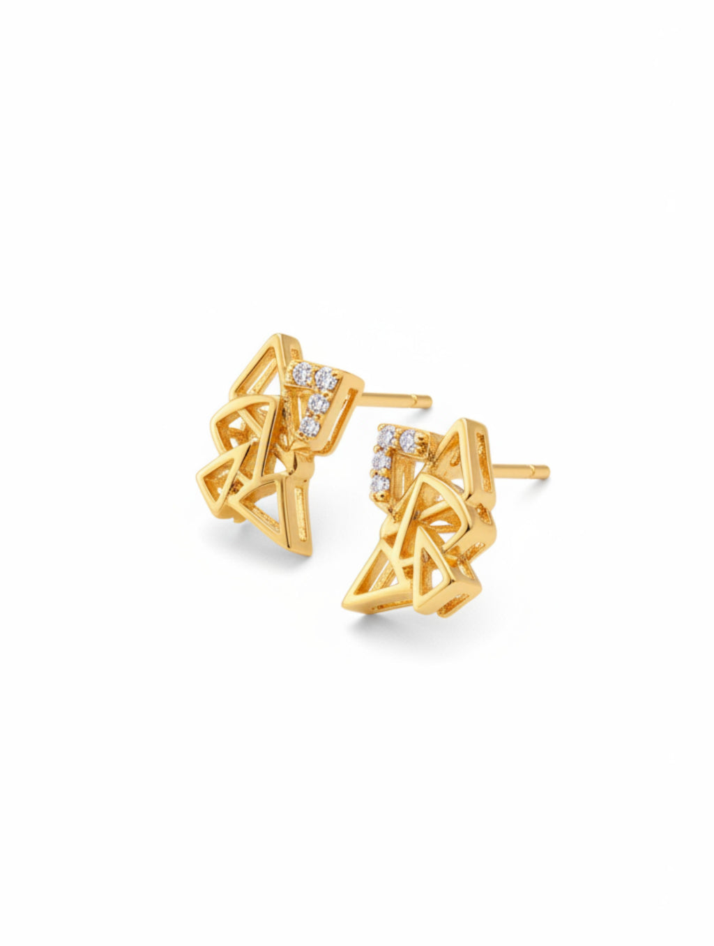 Geometric Moissanite Stud Earrings in 925 Sterling Silver