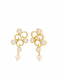 Moissanite Polki & Pearl Drop Earrings in Gold Plated Sterling Silver