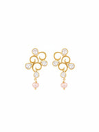 Moissanite Polki & Pearl Drop Earrings in Gold Plated Sterling Silver