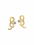 Viking Compass Iolite Swirl Stud Earrings in 925 Sterling Silver