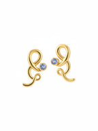 Viking Compass Iolite Swirl Stud Earrings in 925 Sterling Silver