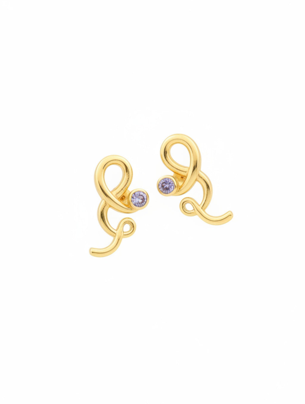 Viking Compass Iolite Swirl Stud Earrings in 925 Sterling Silver