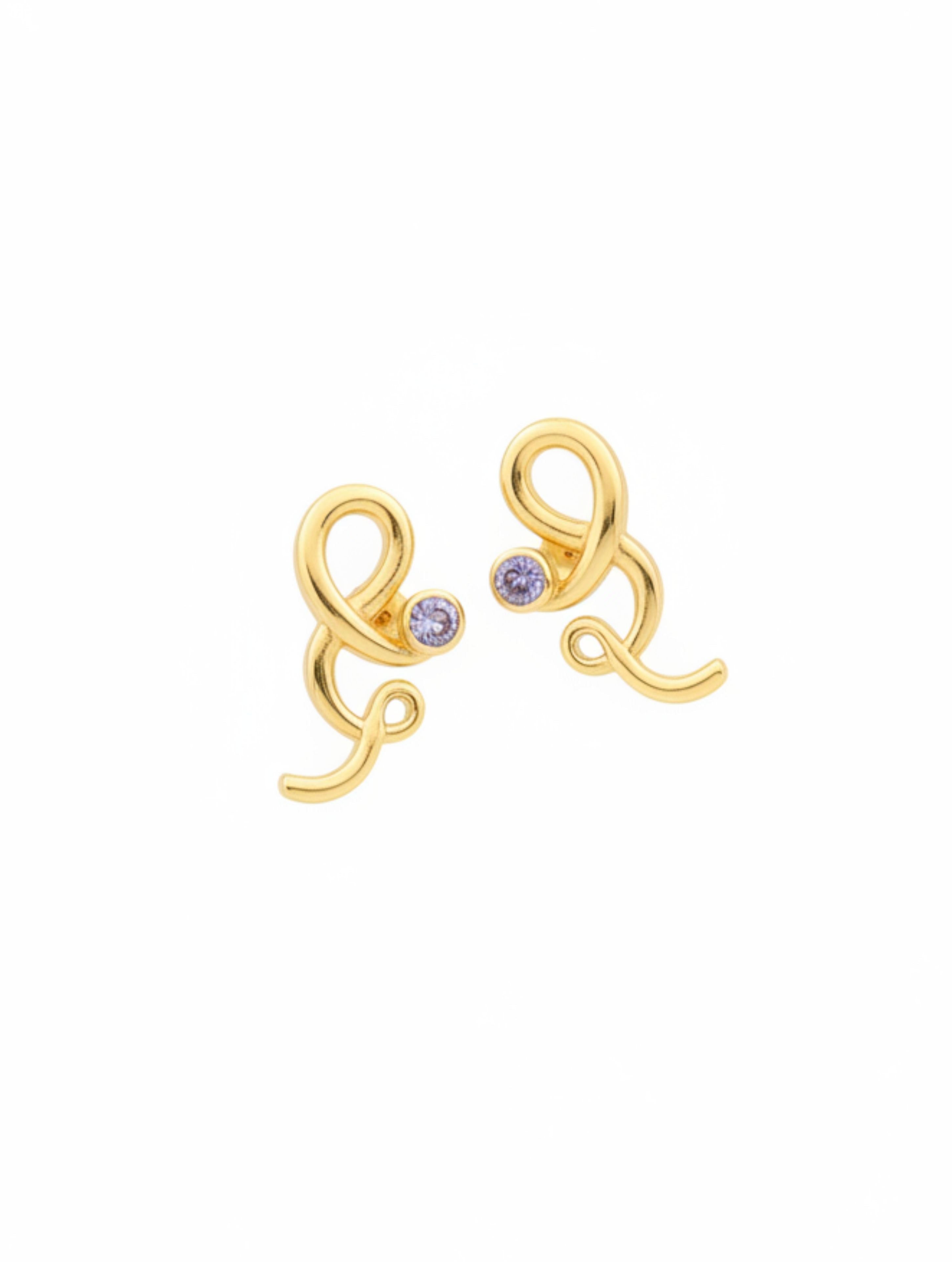 Viking Compass Iolite Swirl Stud Earrings in 925 Sterling Silver