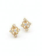 Moissanite and Polki Diamond Stud Earrings in Gold Plated 925 Sterling Silver
