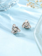 Antique-Style Polki Moissanite Floral Stud Earrings in Sterling Silver