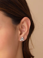 Antique-Style Polki Moissanite Floral Stud Earrings in Sterling Silver
