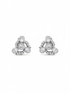 Antique-Style Polki Moissanite Floral Stud Earrings in Sterling Silver