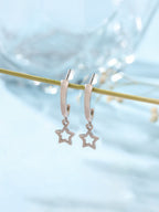925 Sterling Silver Dangle Star Half-Hoop Earrings