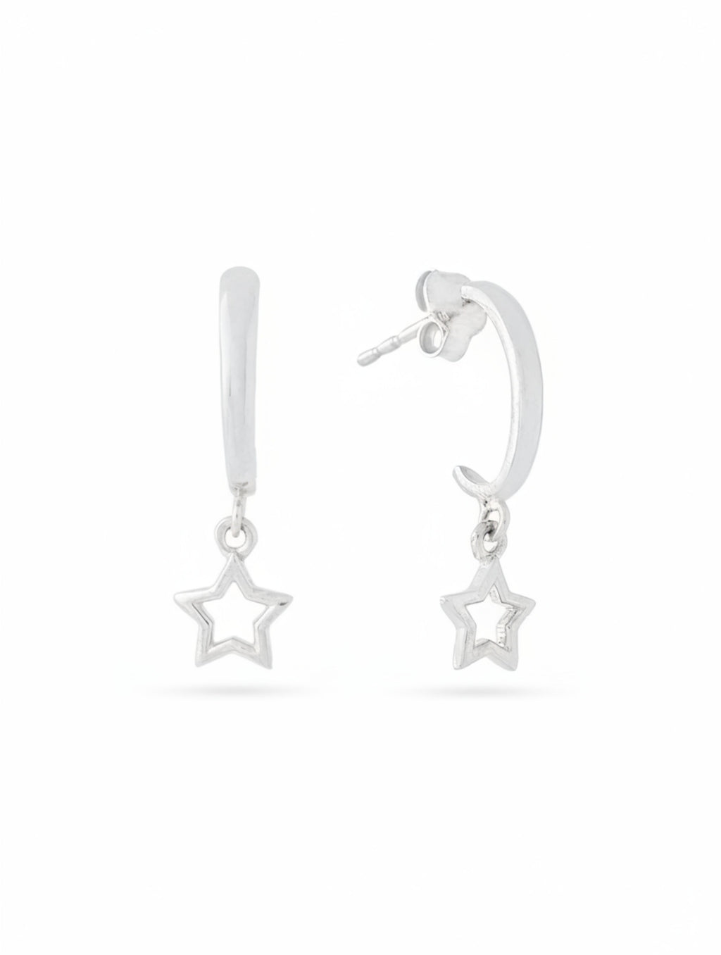 925 Sterling Silver Dangle Star Half-Hoop Earrings