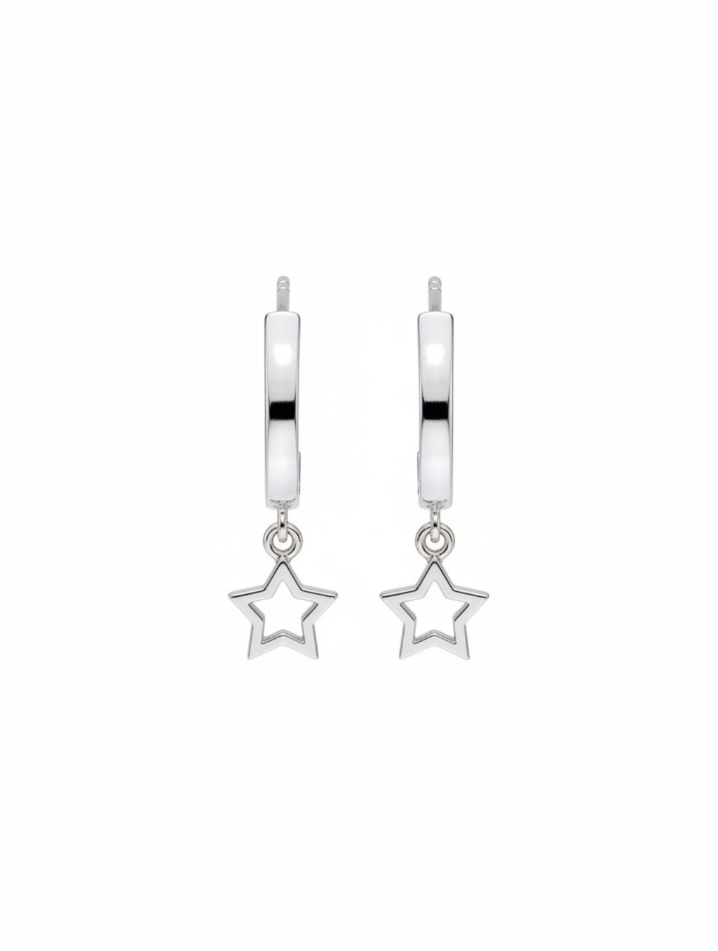 925 Sterling Silver Dangle Star Half-Hoop Earrings