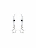 925 Sterling Silver Dangle Star Half-Hoop Earrings