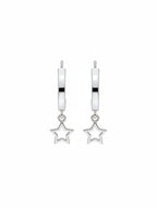 925 Sterling Silver Dangle Star Half-Hoop Earrings