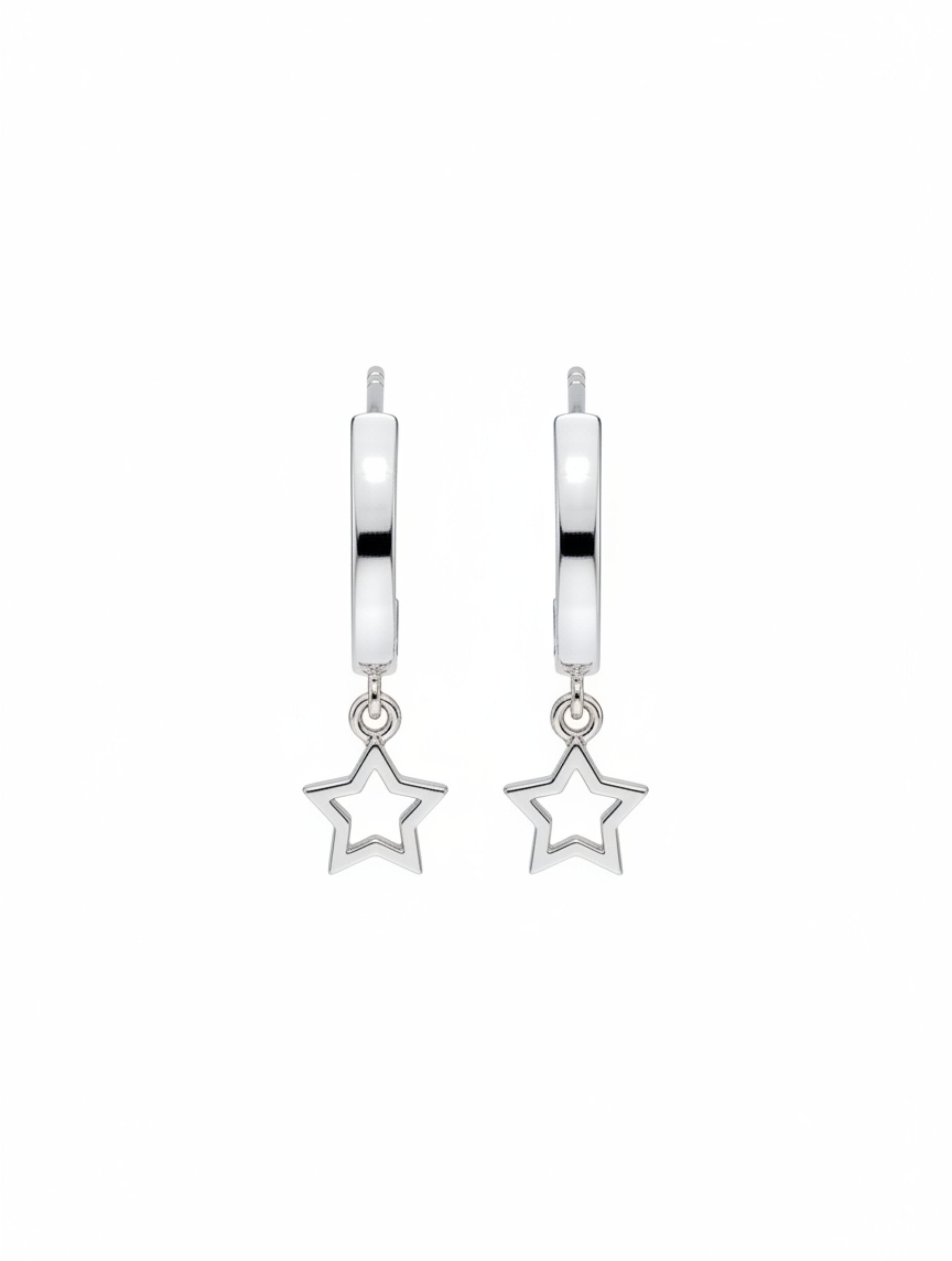 925 Sterling Silver Dangle Star Half-Hoop Earrings