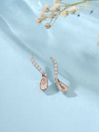 Moissanite and Polki Teardrop Curved Stud Earrings for Women