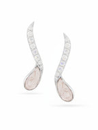 Moissanite and Polki Teardrop Curved Stud Earrings for Women