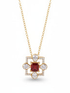 925 Sterling Silver Gold Plated Garnet & Moissanite Pendant Necklace