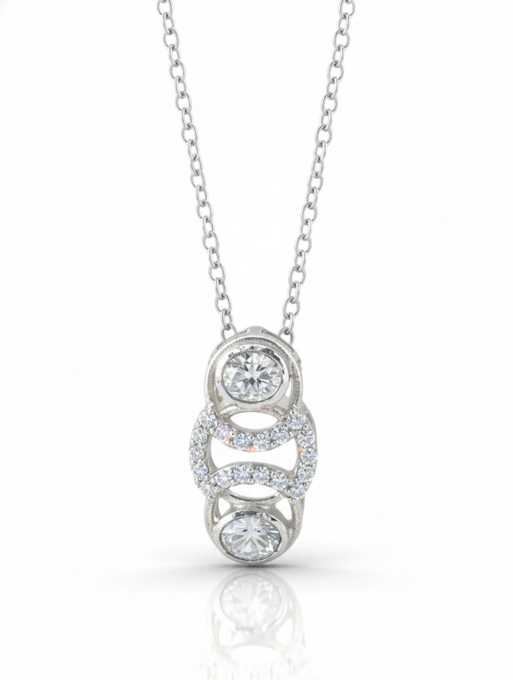Estate-Style Polki & Moissanite Pendant in 925 Silver