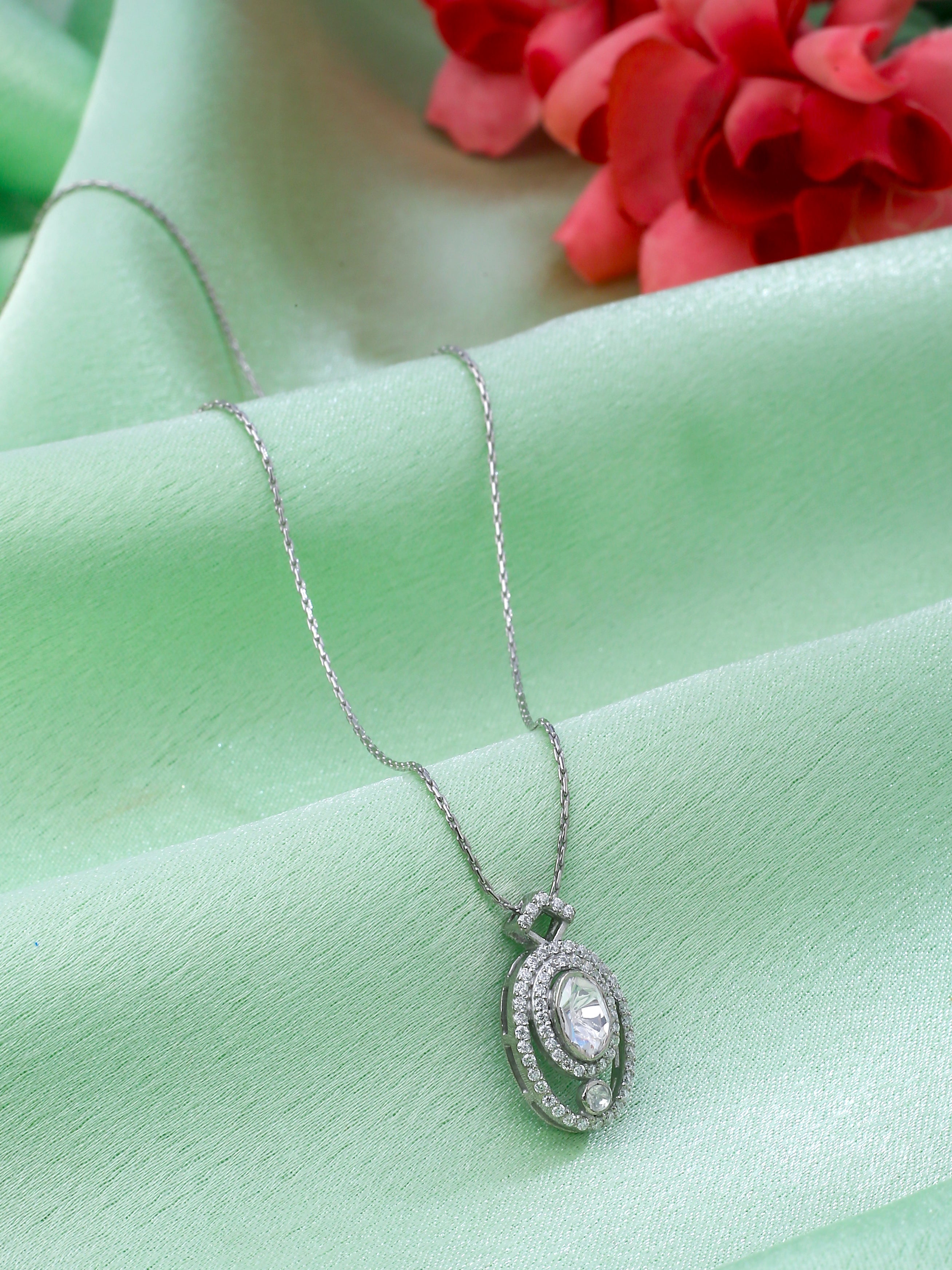 Opulent Moissanite Mughal-Inspired Silver Necklace - Kicky & Perky