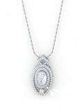 Oval Moissanite & Polki Moissanite Halo Pendant in 925 Sterling Silver