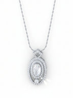 Oval Moissanite & Polki Moissanite Halo Pendant in 925 Sterling Silver