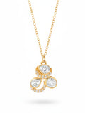 Vintage-Inspired Polki Moissanite Tri-Cluster Pendant Necklace in 925 Silver