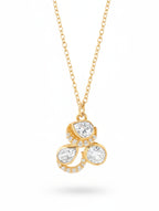 Vintage-Inspired Polki Moissanite Tri-Cluster Pendant Necklace in 925 Silver