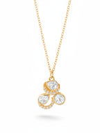 Vintage-Inspired Polki Moissanite Tri-Cluster Pendant Necklace in 925 Silver