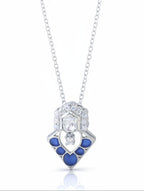 925 Sterling Silver Polki Moissanite Halo Necklace with Blue Talph