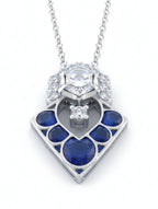 925 Sterling Silver Polki Moissanite Halo Necklace with Blue Talph
