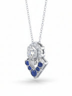 925 Sterling Silver Polki Moissanite Halo Necklace with Blue Talph