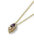 Iolite and Moissanite Teardrop Pendant Necklace in 925 Sterling Silver