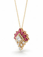 Polki Moissanite Floral Pendant in 925 Sterling Silver