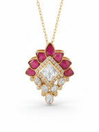Polki Moissanite Floral Pendant in 925 Sterling Silver