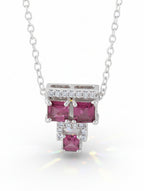Garnet & Moissanite Cluster Pendant in 925 Sterling Silver