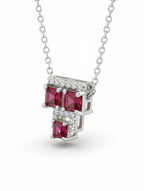 Garnet & Moissanite Cluster Pendant in 925 Sterling Silver