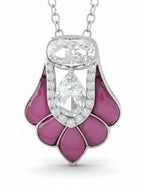 Moissanite Polki & Red Talph Pendant Necklace in 925 Sterling Silver