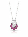 Moissanite Polki & Red Talph Pendant Necklace in 925 Sterling Silver
