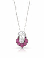 Moissanite Polki & Red Talph Pendant Necklace in 925 Sterling Silver