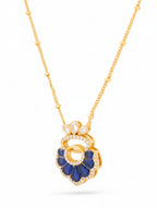 Artisan Blue Talph & Moissanite Statement Pendant Necklace in 925 Sterling Silver