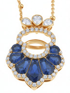 Artisan Blue Talph & Moissanite Statement Pendant Necklace in 925 Sterling Silver