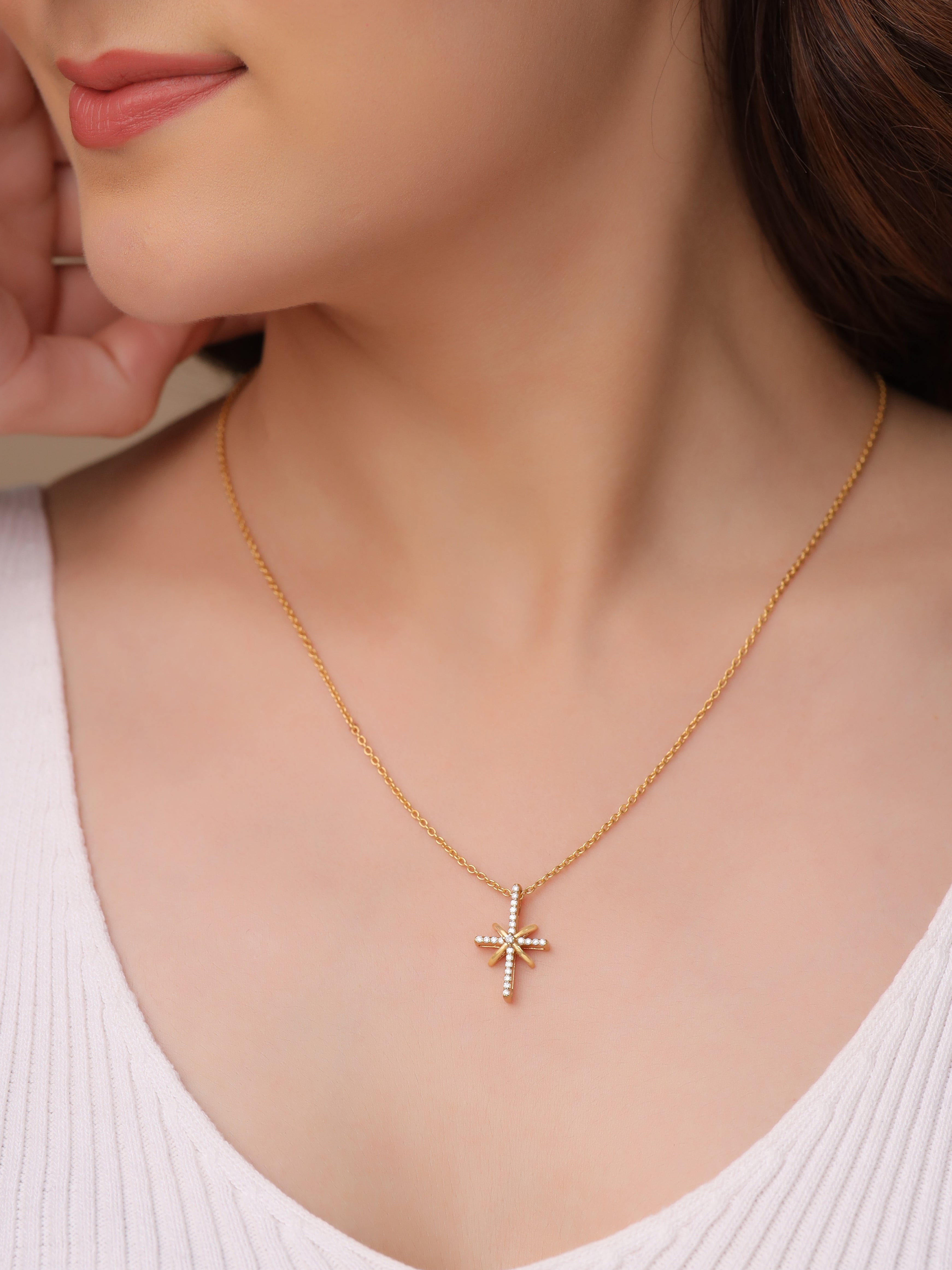 Abstract Cross 925 Sterling Silver Pendant For Women