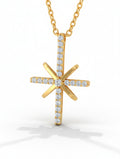North Star Celestial Cross Pendant Necklace in Gold Over Sterling Silver