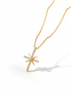 North Star Celestial Cross Pendant Necklace in Gold Over Sterling Silver
