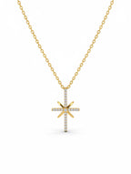 North Star Celestial Cross Pendant Necklace in Gold Over Sterling Silver
