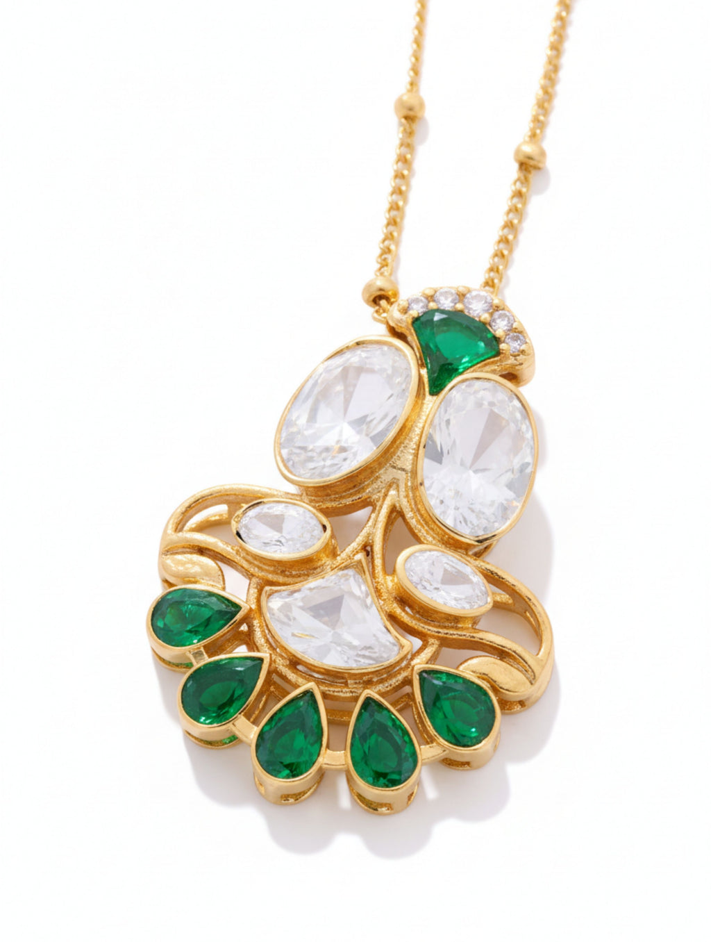 Handcrafted Polki Moissanite Sterling Silver Pendant Necklace