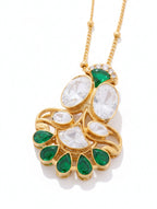 Handcrafted Polki Moissanite Sterling Silver Pendant Necklace