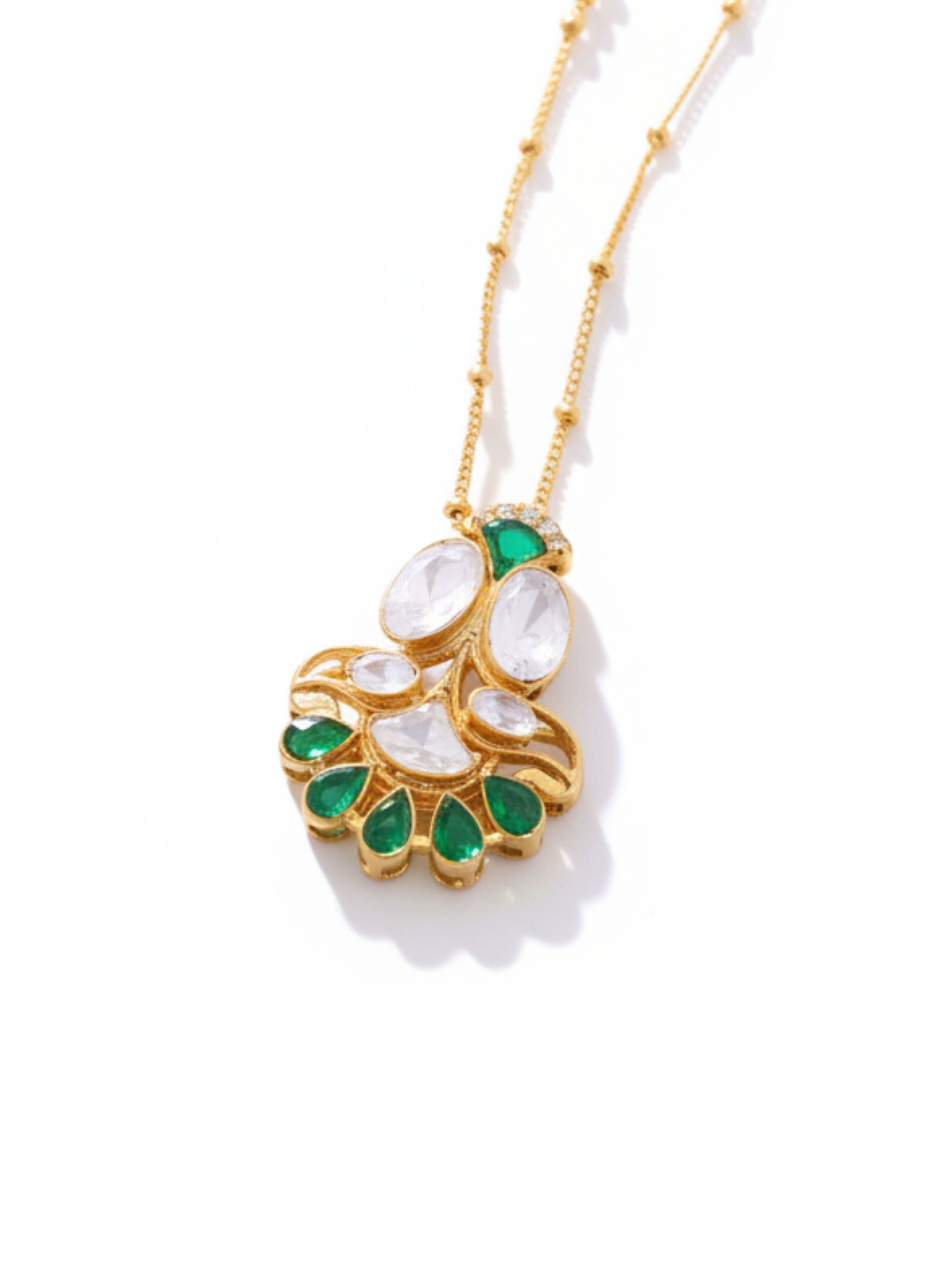 Handcrafted Polki Moissanite Sterling Silver Pendant Necklace