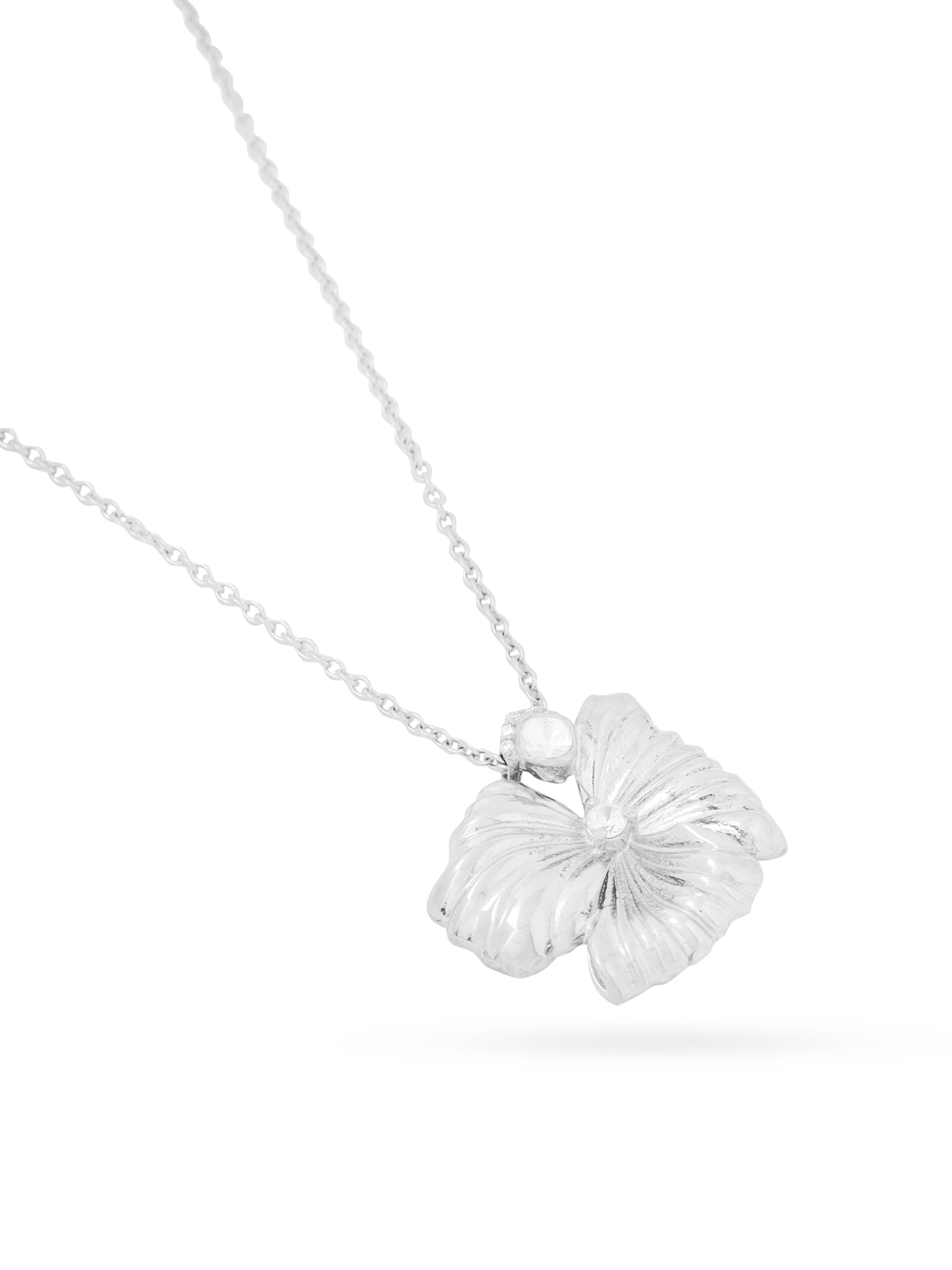 Rhodium Floral Polki 925 Sterling Silver Pendant For Women