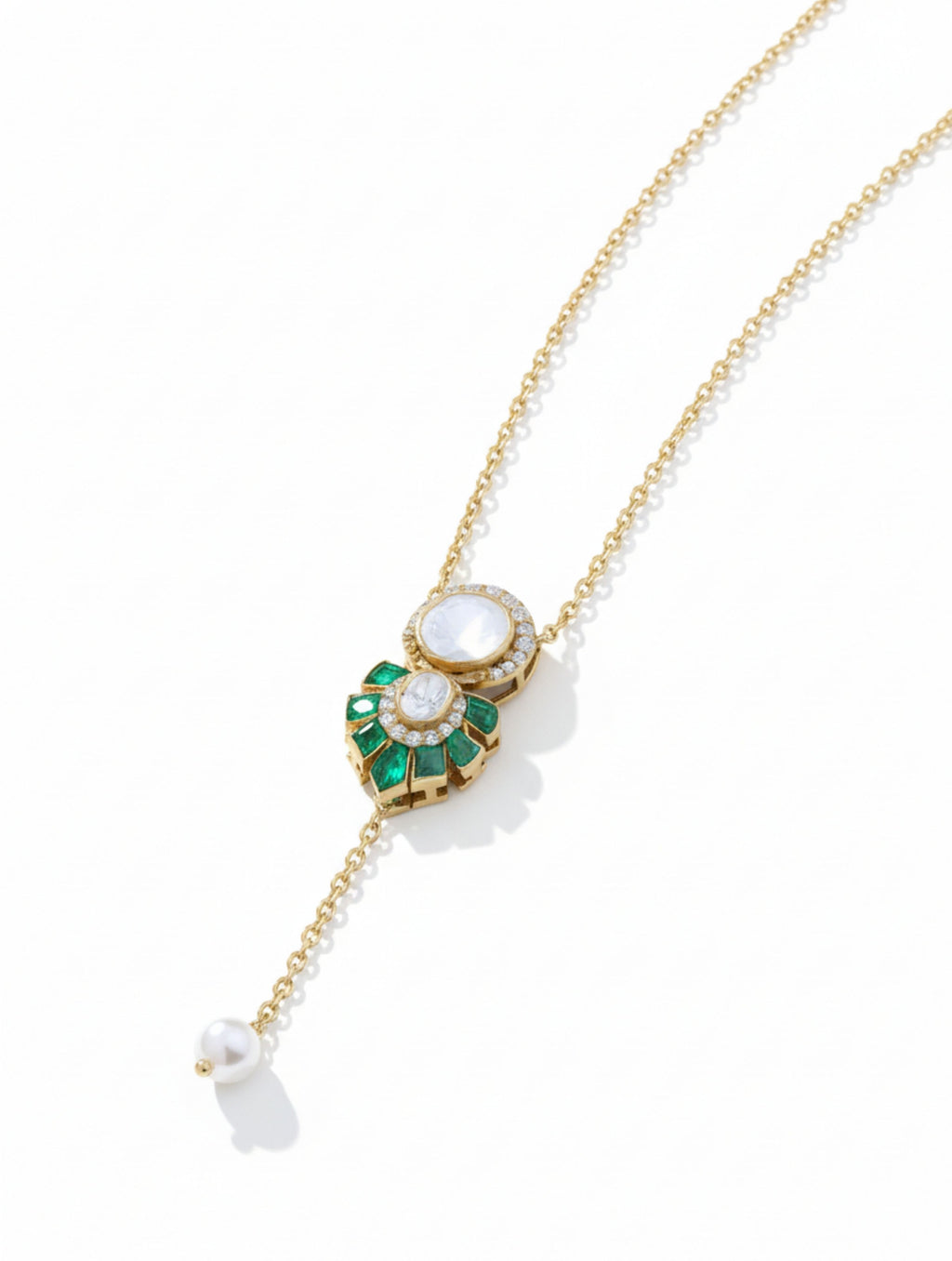 Enchanting Verdant Drop: Moissanite Y-Necklace Pendant in Sterling Silver